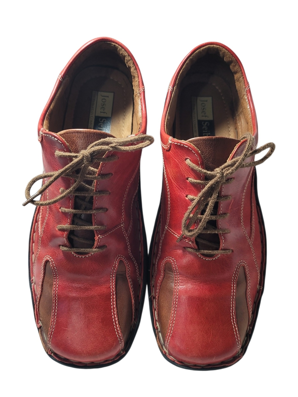 Vintage Josef Seibel Spirit Nature Red Leather Two-Tone Comfort Oxford Size-40C